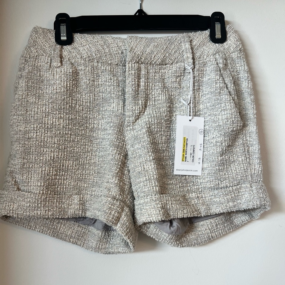 Dear John Cream Textured Cuffed Shorts